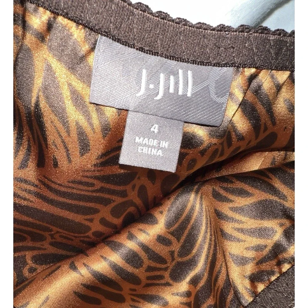 J. Jill Midi Skirt Womens 4 Silk Brown Floral Accordion Feminine Timeless Fairy - Picture 6 of 10